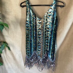Sparkly sequined fringe tank top.  Very Gatsby